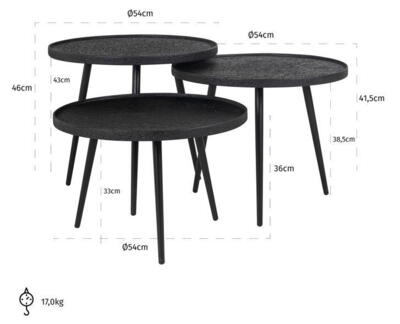 Oxford sofabord, sæt af 3 stk.