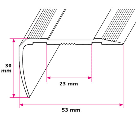 53x30 mm. Trappeforkant - midthullet