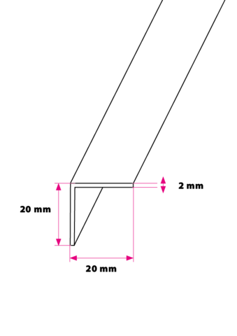 20x20x2 mm. vinkelprofil - u/huller