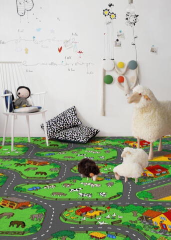 Bondegård væg til væg tæppe med veje - REST 395X400 CM