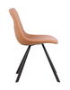Nor - Stol cognac læder - sort metal-stel uden armlæn 