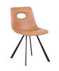 Nor - Stol cognac læder - sort metal-stel uden armlæn 