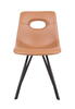 Nor - Stol cognac læder - sort metal-stel uden armlæn 
