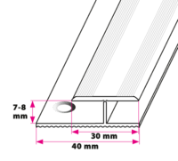 7-8 mm. dilatationsskinne - sidehullet