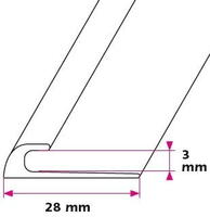 3 mm. afslutningsprofil - midthullet 
