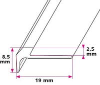 Trappeforkant til 2,5 mm. lille skrå - midthullet 