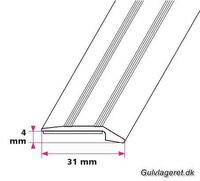2-5 mm. overgangsprofil med næb - selvklæbende 