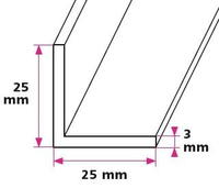 25 x 25 x 3 mm vinkelprofil - u/huller 