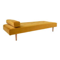Capri Daybed, Sennepsgul velour med træben 